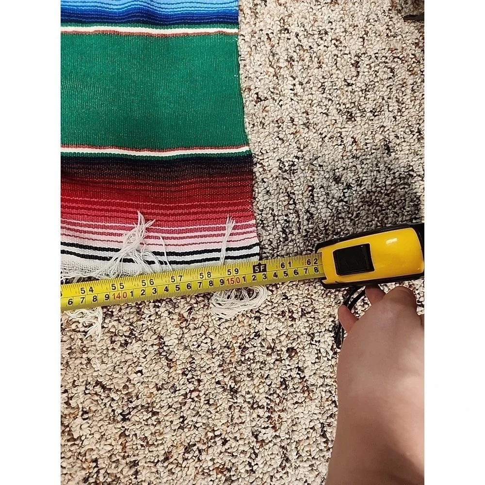 Vintage Mexican Serape Saltillo Blanket Woven Stripes Southwest 83 1/2x60
